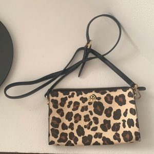 Tory Burch leopard purse with detachable strap